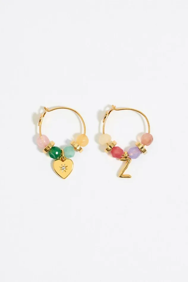 Letter Z Multicolor Stones Earrings Gold Women Bimba Y Lola Alphabet