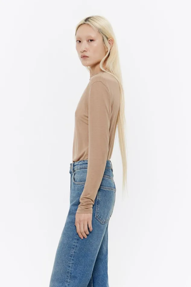 Light Brown Ruched Long Tshirt Light Brown Women Bimba Y Lola TShirts Light Brown Ruched Long Tshirt Light Brown Women Bimba Y Lola TShirts