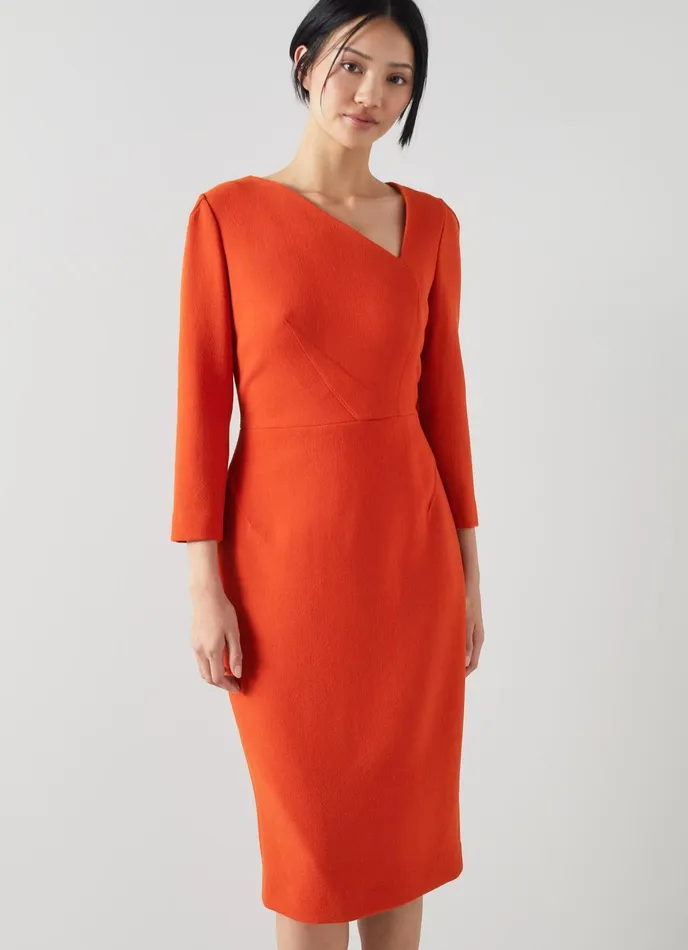 LK Bennett Alexis Black Wool Crepe Shift Dress Women Dresses