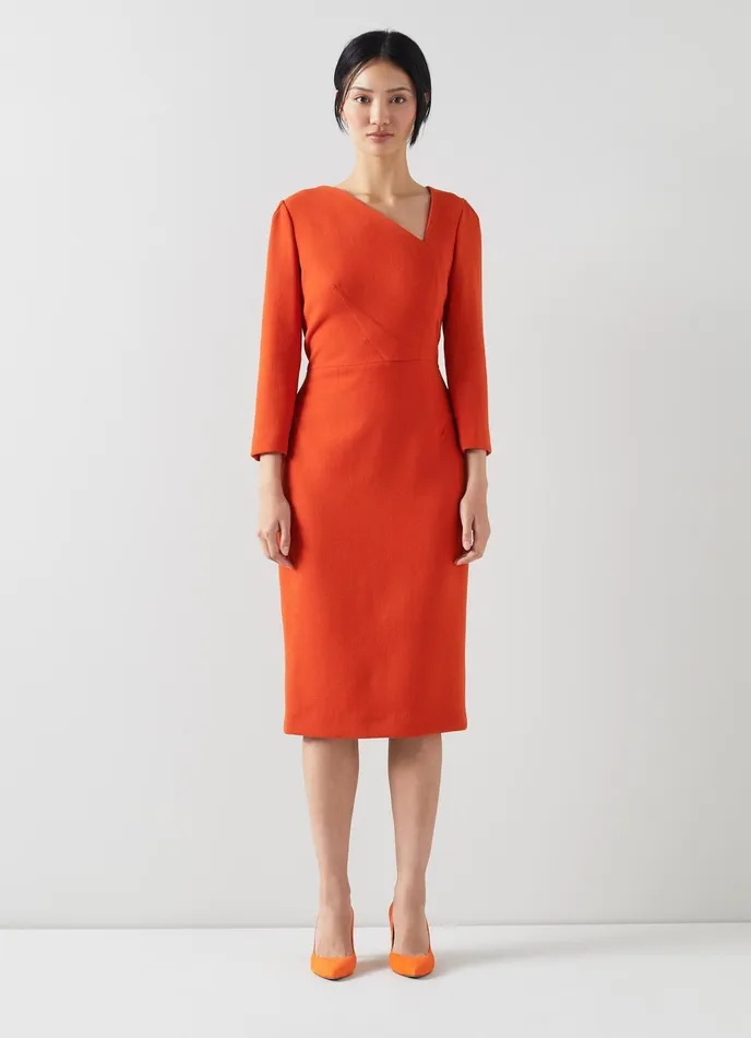 LK Bennett Alexis Black Wool Crepe Shift Dress Women Dresses