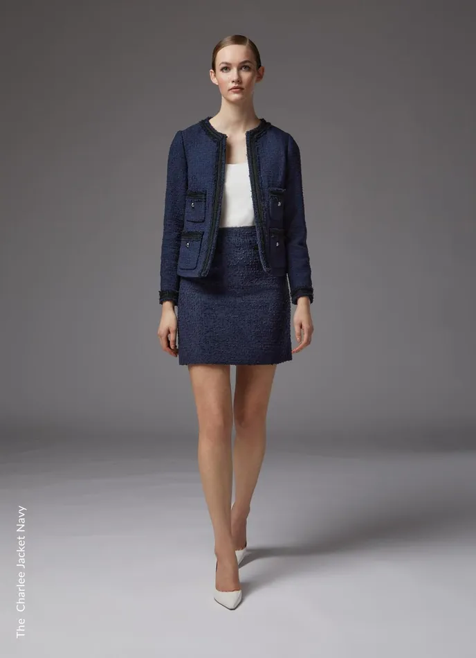 LK Bennett Charlee Cream Recycled Cotton Blend Tweed Jacket Women Coats and Jackets