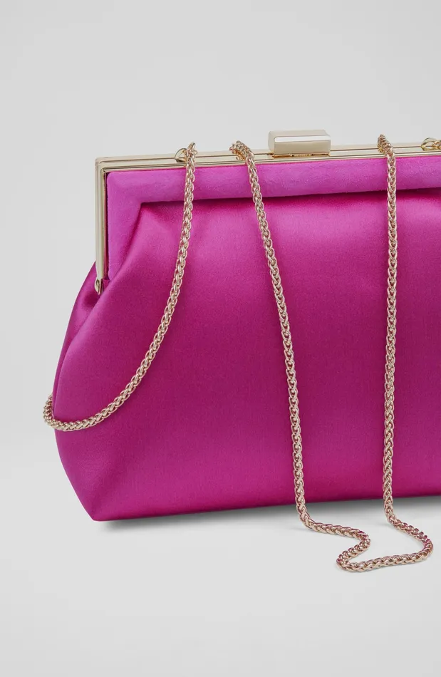 LK Bennett Connie Black Satin Trapeze Clutch Bag Women Clutch Bags
