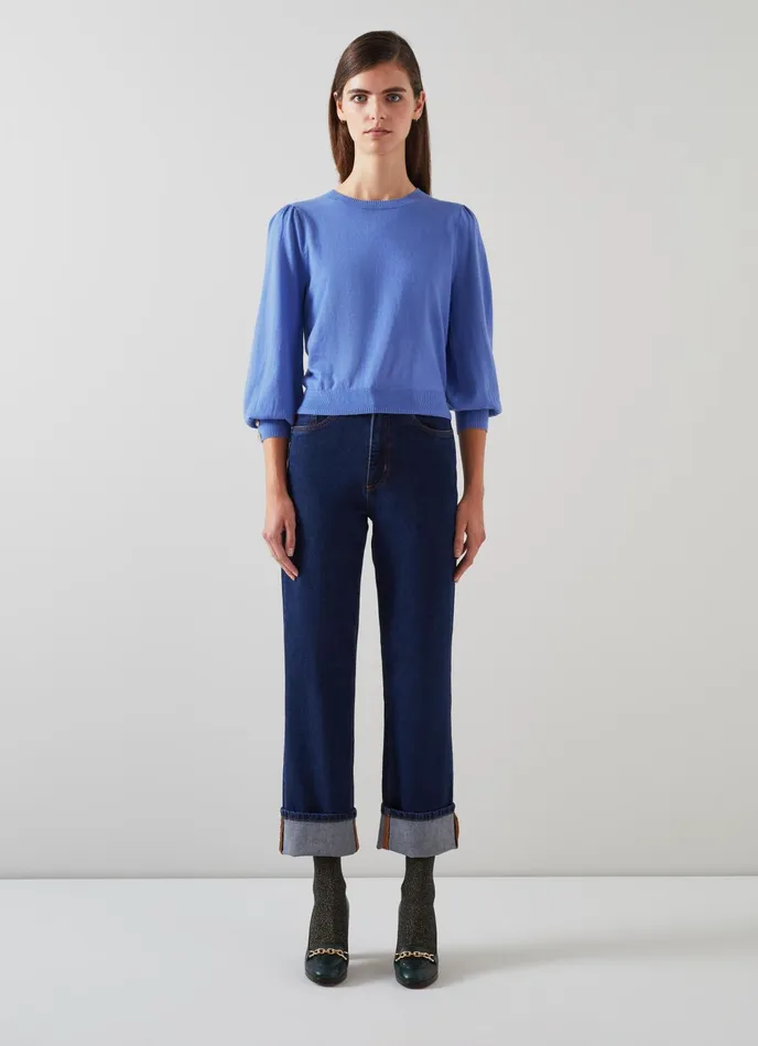 LK Bennett Diana Black Metallic Cotton And Sustainably Sourced Merino Jumper Women Knitwear