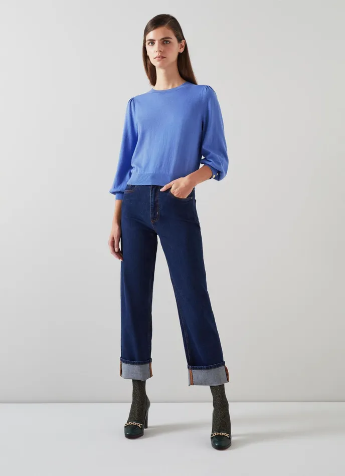 LK Bennett Diana Black Metallic Cotton And Sustainably Sourced Merino Jumper Women Knitwear