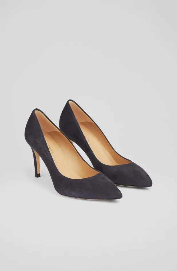 LK Bennett Floret Scarlet Red Suede Pointed Toe Courts Women Court Shoes