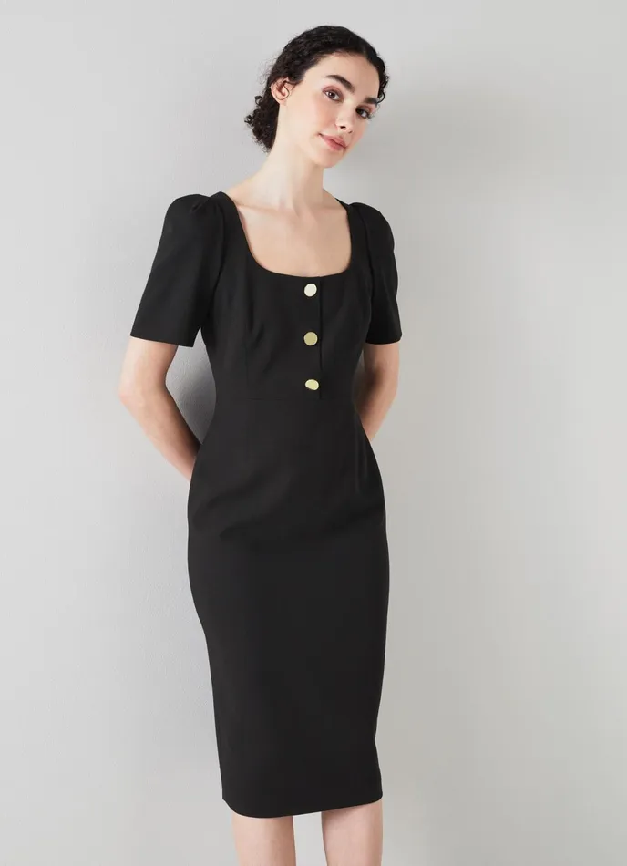 LK Bennett Folly Black Crepe Shift Dress Women Dresses