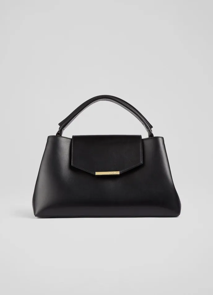LK Bennett Harbour Black Leather Trapeze Tote Bag Women CrossBody Bags