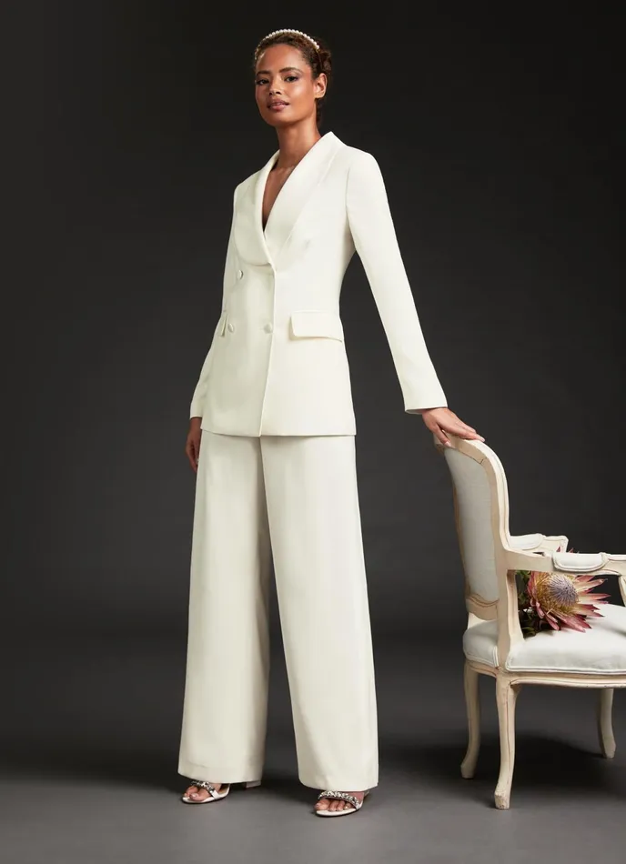 LK Bennett Iris Ivory Crepe Bridal Tuxedo Trousers Women Trousers