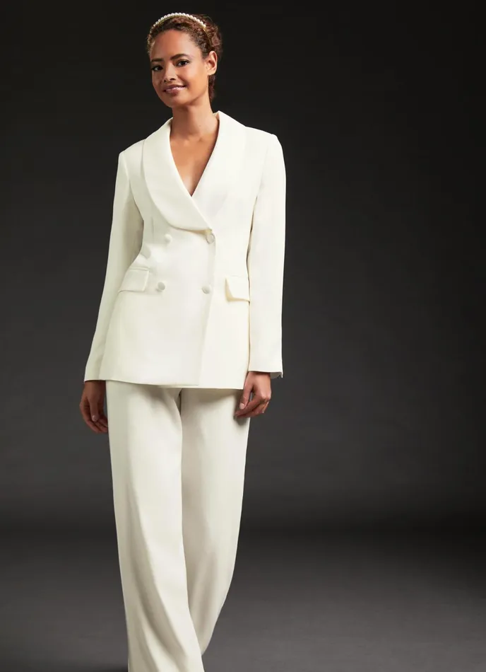 LK Bennett Iris Ivory Crepe Bridal Tuxedo Trousers Women Trousers
