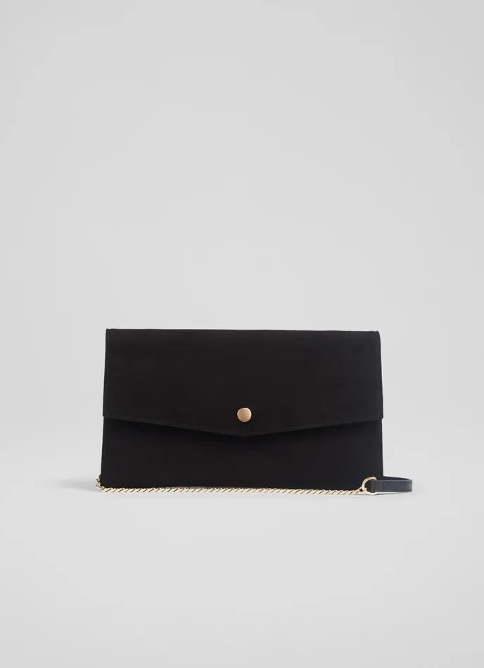 LK Bennett Layla Blue Suede Envelope Clutch Women Clutch Bags