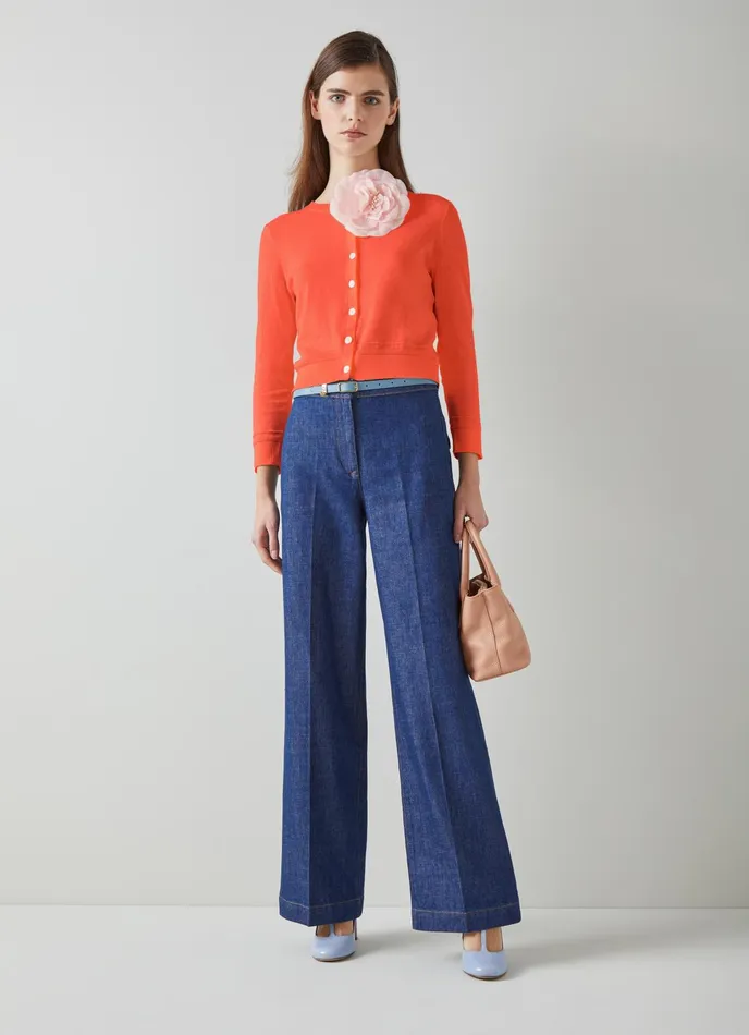 LK Bennett Michelle Red Organic Cotton Cardigan Women Knitwear