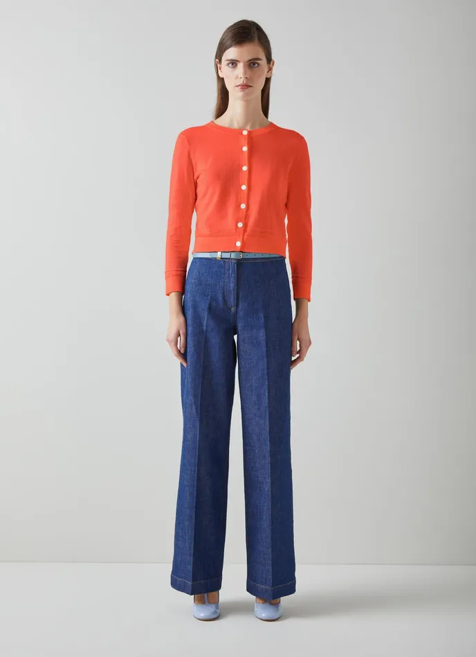 LK Bennett Michelle Red Organic Cotton Cardigan Women Knitwear