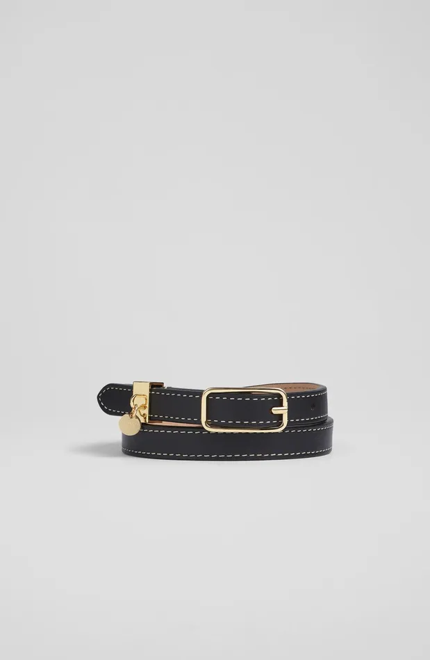 LK Bennett Molly Black Leather Skinny Belt Women Belts LK Bennett Molly Black Leather Skinny Belt Women Belts