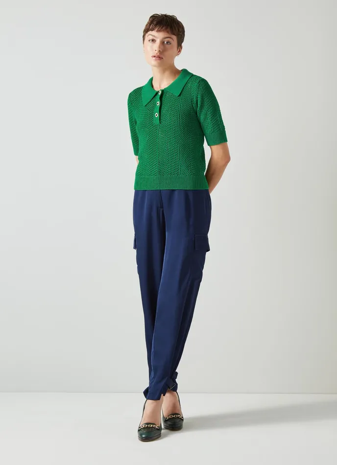 LK Bennett Nancy Green CottonRich Knitted Top Women Knitwear