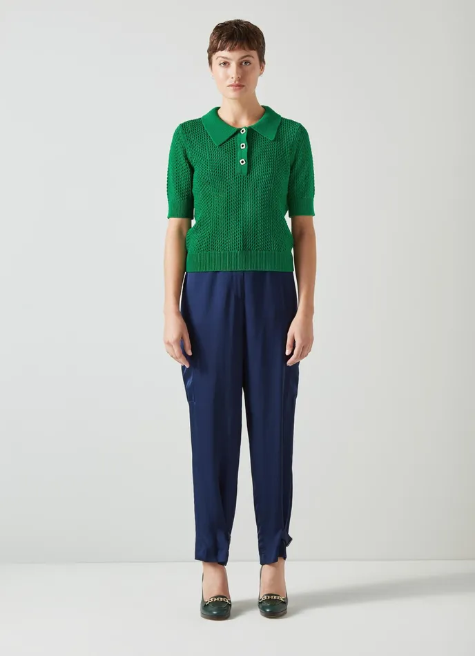 LK Bennett Nancy Green CottonRich Knitted Top Women Knitwear
