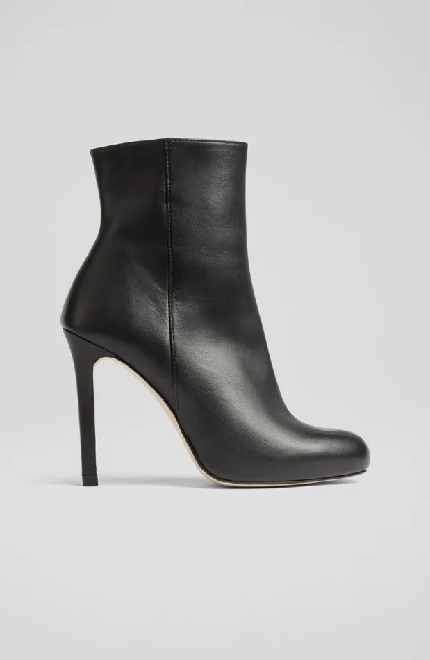LK Bennett Nolan Black Leather Stiletto Ankle Boots Women Boots