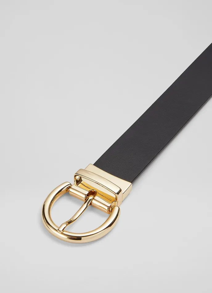 LK Bennett Odette Black And Tan Leather Reversible Belt Women Belts LK Bennett Odette Black And Tan Leather Reversible Belt Women Belts