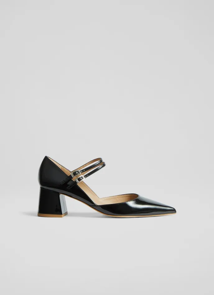 LK Bennett Savannah Black Patent Mary Janes Women Court Shoes