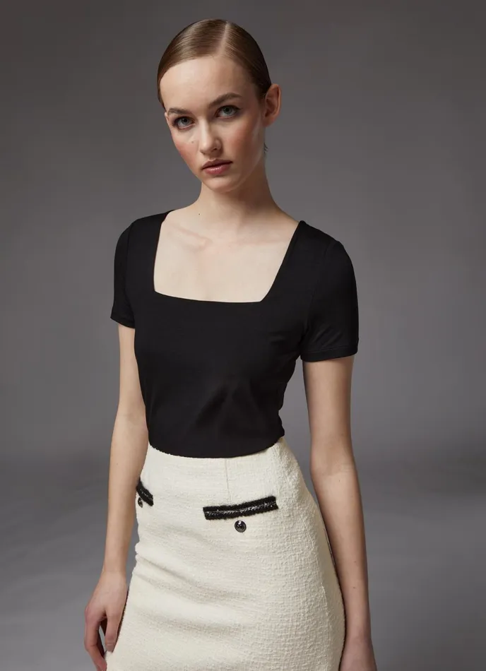 LK Bennett Tasha Cream Lenzing Ecovero Viscose TShirt Women Tops