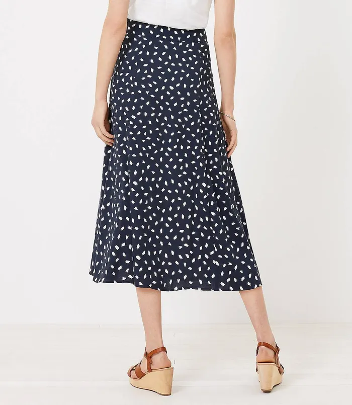 LOFT Brushstroke Slit Midi Skirt Batik Blue Women Skirts