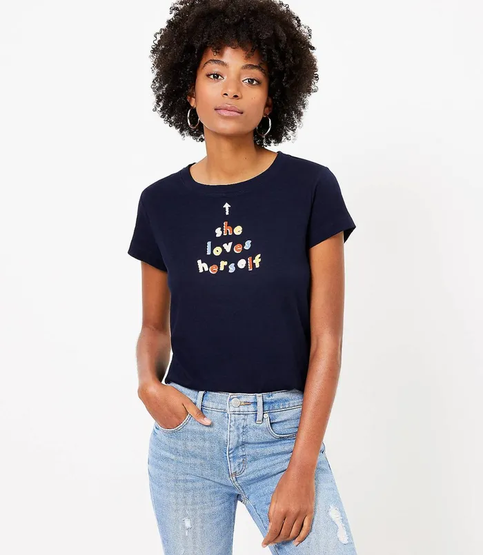 LOFT Ciara LeRoy X BCRF Tee Forever Navy Women Tees