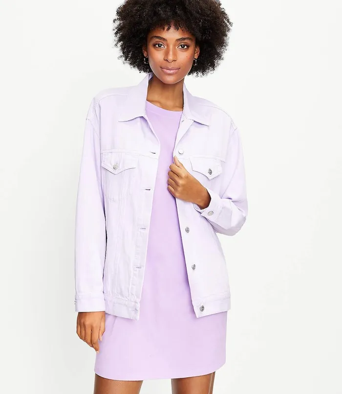 LOFT Denim Trucker Jacket In Wild Lilac Wild Lilac Women Jackets and Blazers