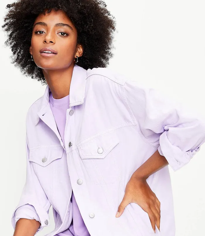 LOFT Denim Trucker Jacket In Wild Lilac Wild Lilac Women Jackets and Blazers