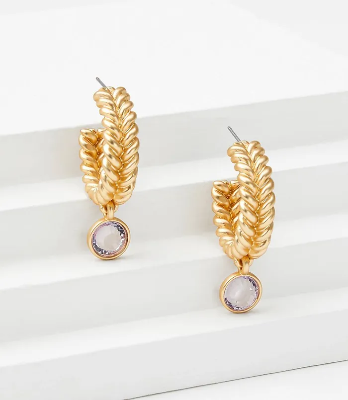 LOFT Gem Drop Braided Hoop Earrings Gold Women Jewelry