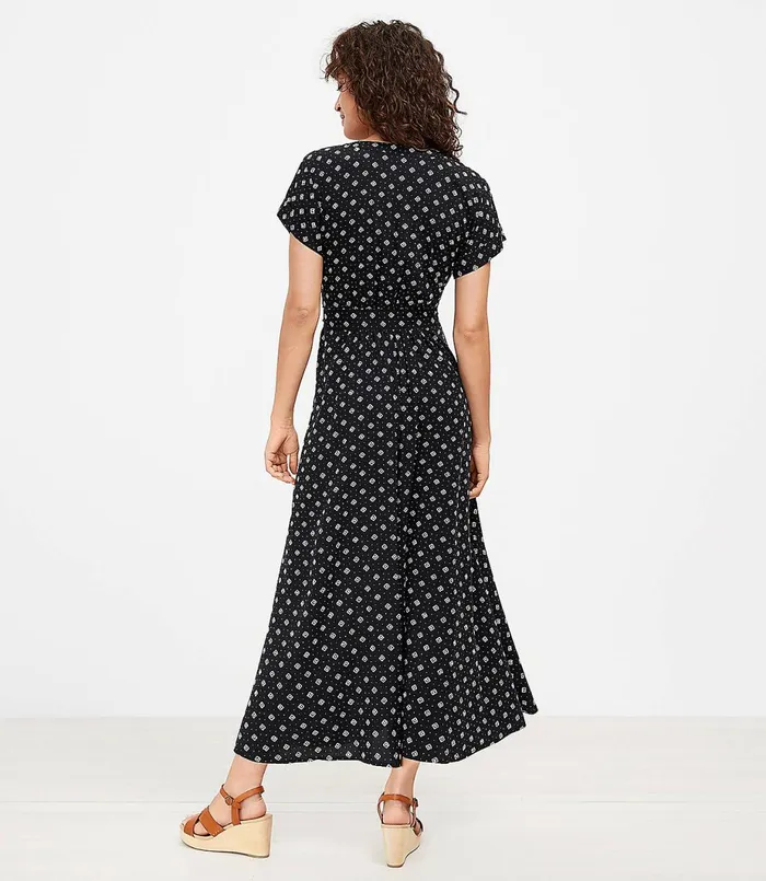 LOFT Geo Pocket Shirtdress Black Women Party Dresses