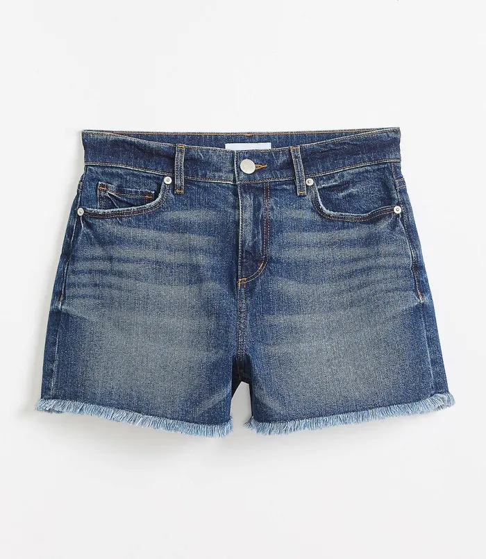LOFT High Rise Cut Off Denim Shorts In Original Dark Indigo Wash Original Dark Indigo Wash Women Shorts LOFT High Rise Cut Off Denim Shorts In Original Dark Indigo Wash Original Dark Indigo Wash Women Shorts
