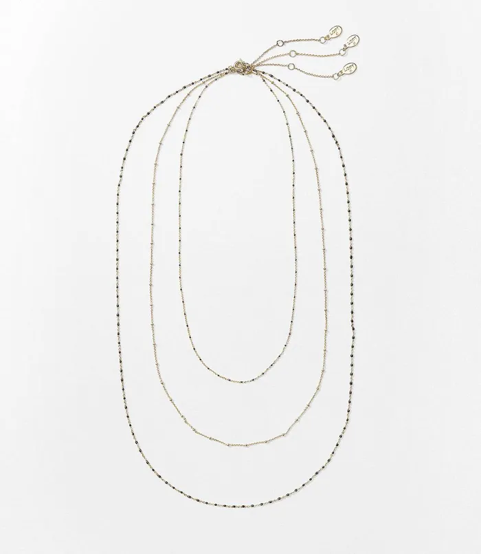 LOFT Layered Beaded Necklace Set Gold Women Jewelry