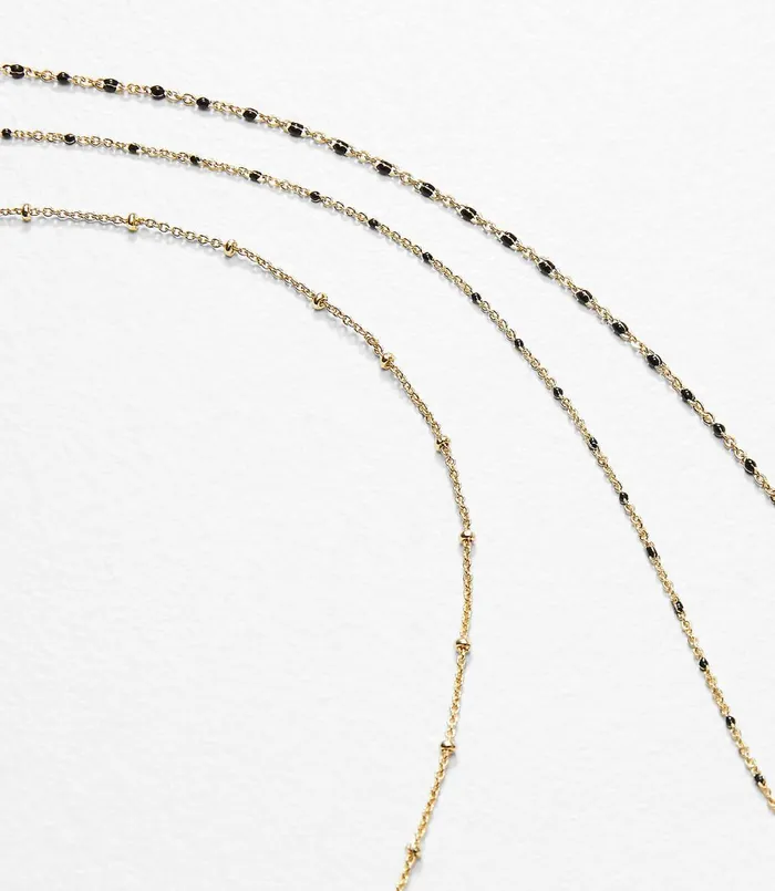 LOFT Layered Beaded Necklace Set Gold Women Jewelry