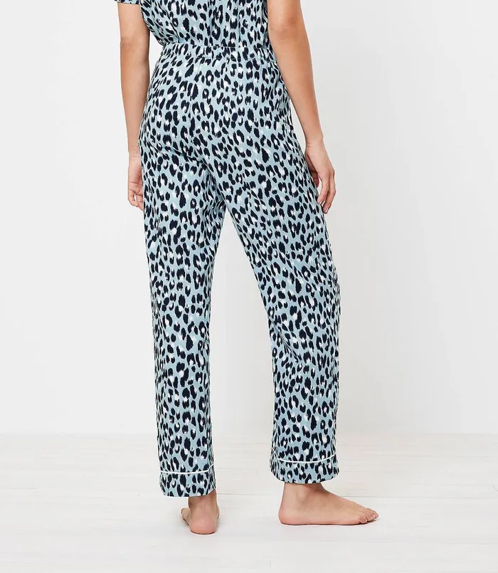 LOFT Leopard Print Pajama Pants Blue Seaglass Women Sleepwear