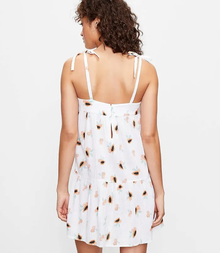 LOFT LOFT Beach Papaya Tie Strap Swing Dress White Women Swim and Beach