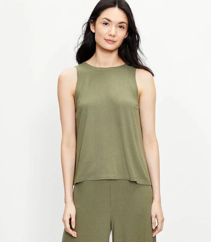LOFT LOFT Beach Ribbed Swing Tank Vintage Sage Women Swim and Beach