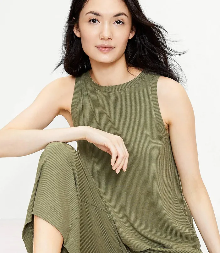 LOFT LOFT Beach Ribbed Swing Tank Vintage Sage Women Swim and Beach