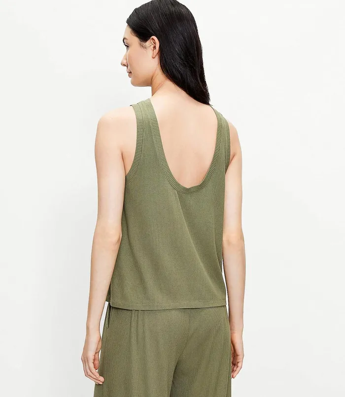 LOFT LOFT Beach Ribbed Swing Tank Vintage Sage Women Swim and Beach