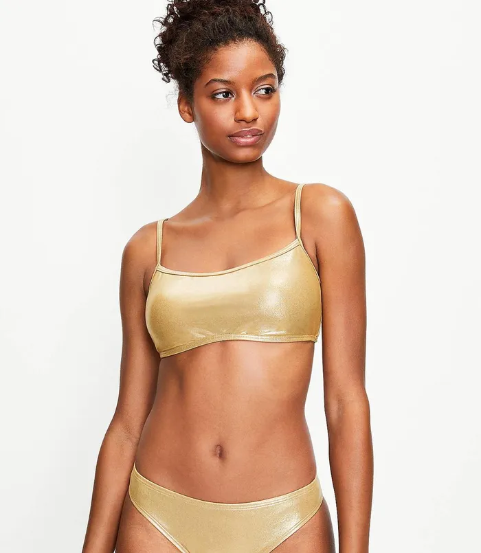 LOFT LOFT Beach Shimmer Bikini Top Intense Wheat Women Swim and Beach