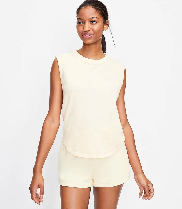 LOFT Lou and Grey Cozy Jersey Shirttail Tank Golden Fleece Women Loungewear