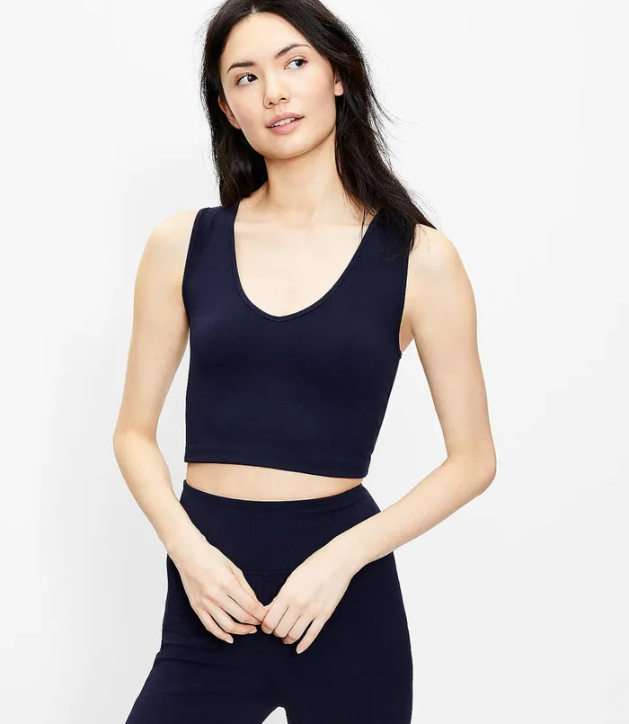 LOFT Lou and Grey Essential VNeck Bralette Forever Navy Women Petite Tops