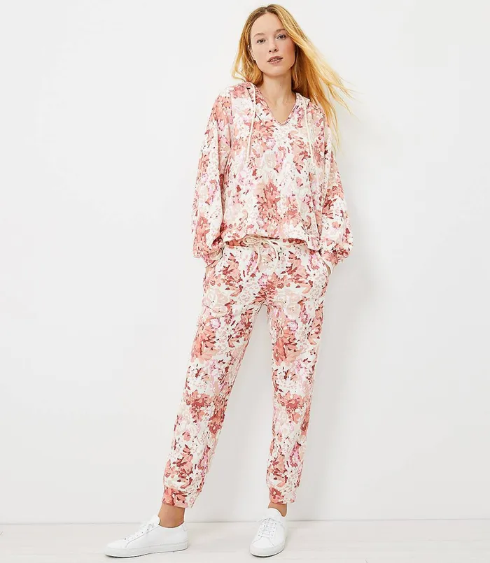 LOFT Lou and Grey In Bloom Terry Sweatpants Whitecap Women Loungewear