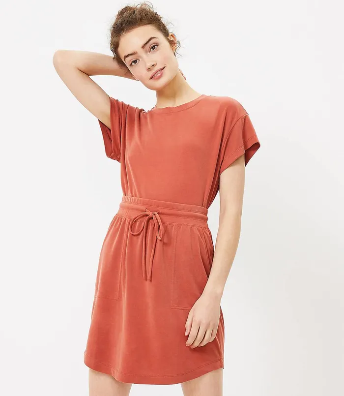 LOFT Lou and Grey Sandwashed Pocket Skirt Red Clay Women Skirts