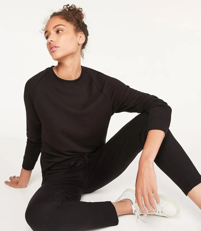 LOFT Lou and Grey Signature Softblend Sweatshirt Black Women Loungewear