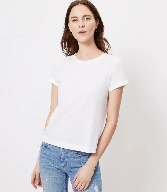 LOFT New Crew Tee White Women Tees