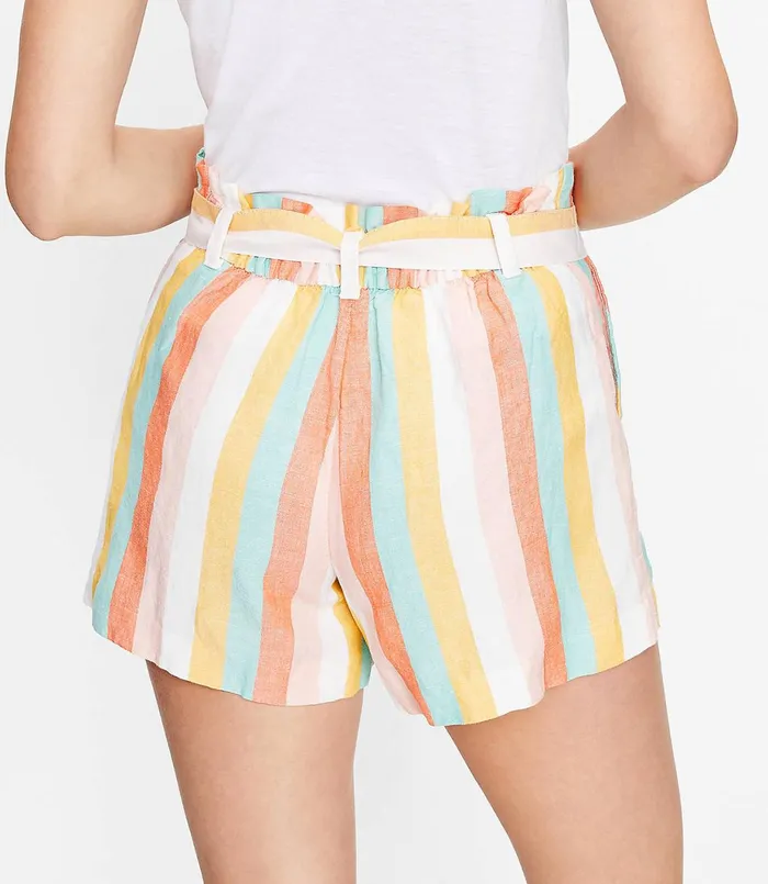 LOFT Paperbag Pull On Shorts In Stripe Multi Stripe Women Pants