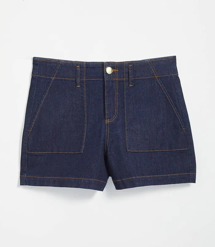 LOFT Patch Pocket High Rise Denim Shorts In Rinse Wash Rinse Wash Women Shorts LOFT Patch Pocket High Rise Denim Shorts In Rinse Wash Rinse Wash Women Shorts