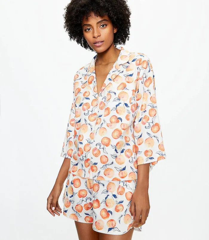 LOFT Peach Pajama Top Coral Sunshine Women Sleepwear