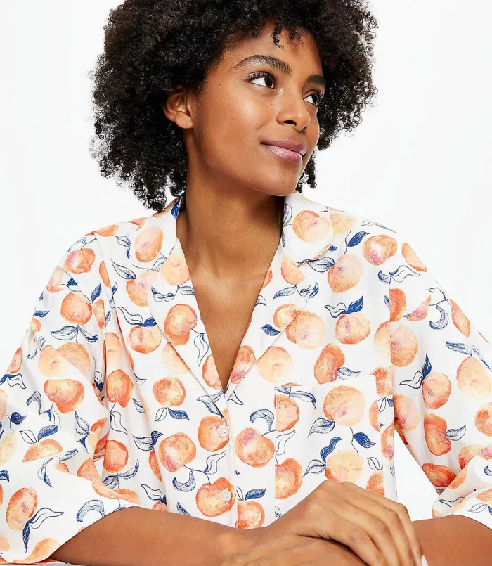 LOFT Peach Pajama Top Coral Sunshine Women Sleepwear