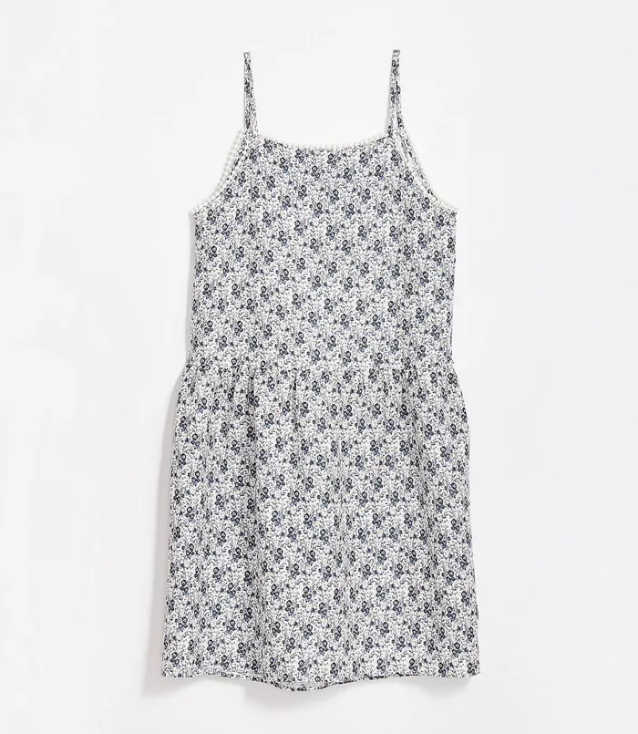 LOFT Petite Floral Lacy Strappy Swing Dress Whisper White Women Petite Dresses