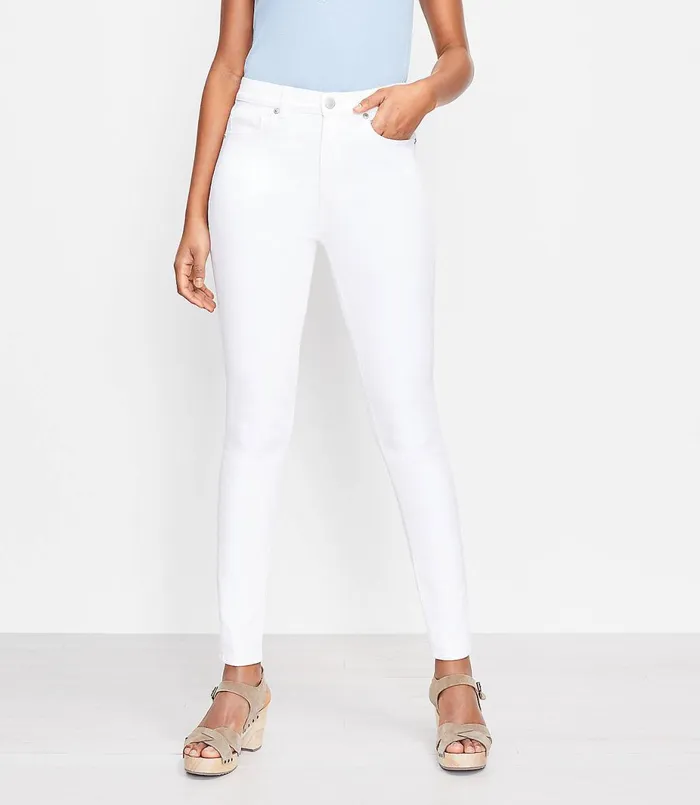 LOFT Petite High Rise Skinny Jeans In White White Women Petite Jeans